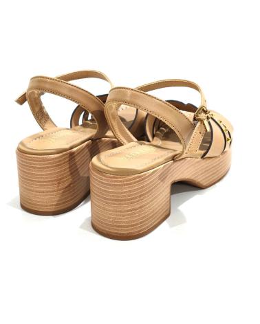 Sandali per Donna WEEKEND BY PEDRO MIRALLES SANDALIA CASUAL DE PIEL CON TACON Y PLATAFORMA CARAMELO