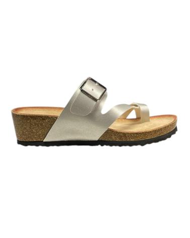 Woman Sandals CALZADOMANIA SANDALIA CUNA BIO HEBILLA PLATA