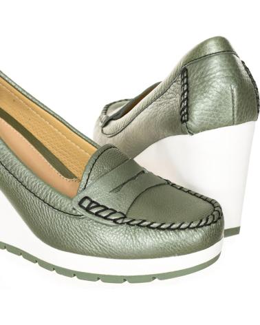 Zapatos de cuña per Donna GEOX MOCASIN CUNA MUJER PIEL VERDE OLIVA