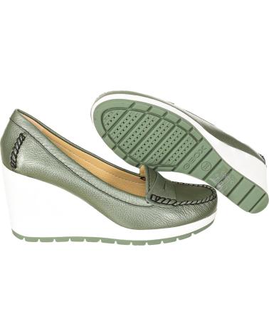 Zapatos de cuña per Donna GEOX MOCASIN CUNA MUJER PIEL VERDE OLIVA