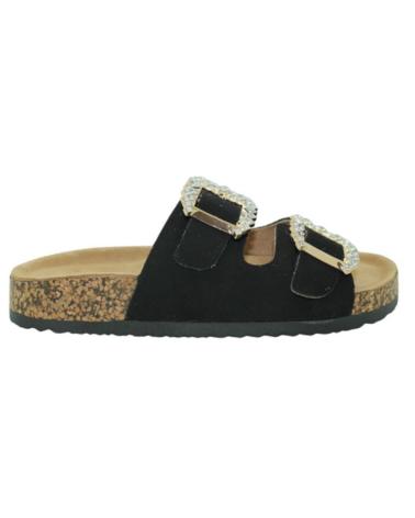 ISTERIA SANDALIA CON HEBILLAS BRILLANTES PARA MUJER 25229 C NEGRO