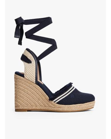 TOMMY HILFIGER FRINGE CANVAS HIGH WEDGE MARINO