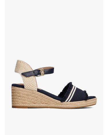 TOMMY HILFIGER FRINGE CANVAS MEDIUM WEDGE MARINO