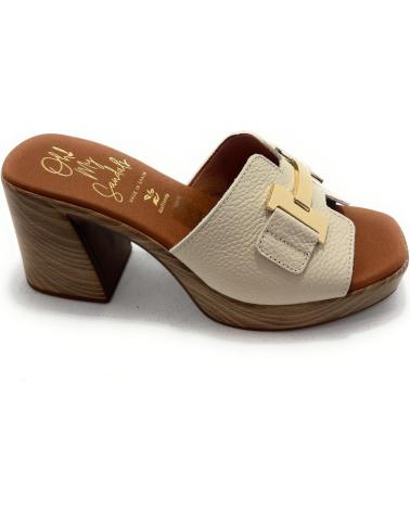 OH MY SANDALS ZUECO PIEL TACON MADERA HEBILLA OH MY S BLANCO