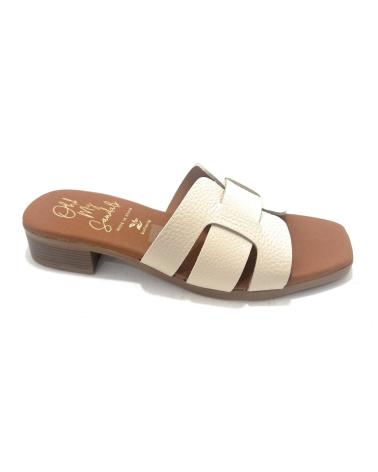 OH MY SANDALS ZUECOS TACONPIEL CONFORT BLANCO