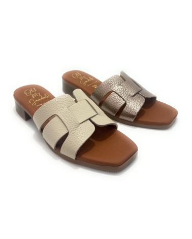 OH MY SANDALS ZUECOS TACONPIEL CONFORT AMARILLO