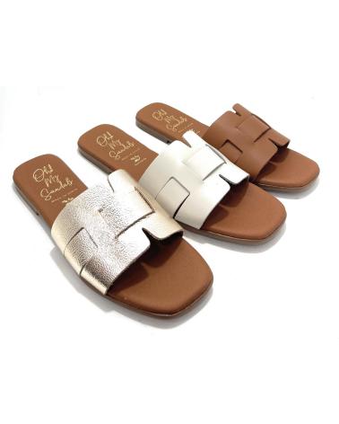 OH MY SANDALS ZUECO PLANO PIEL BLANCO