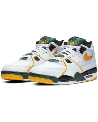 NIKE AIR FLIGHT 89 SUPERSONICS BLANCHES AVEC DÉTAILS VERTS ET JAUNES BLANCO