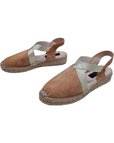 Sandalias de Mujer GAIMO ALPARGATA YUTE PIEL ANTES ANTE CAMELLO-ELASTICO PLATINO- PLANT CERDO MUSE HAND REMONTADO NATURAL- ETIQ 