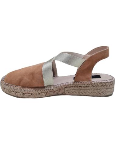 Sandalias de Mujer GAIMO ALPARGATA YUTE PIEL ANTES ANTE CAMELLO-ELASTICO PLATINO- PLANT CERDO MUSE HAND REMONTADO NATURAL- ETIQ 