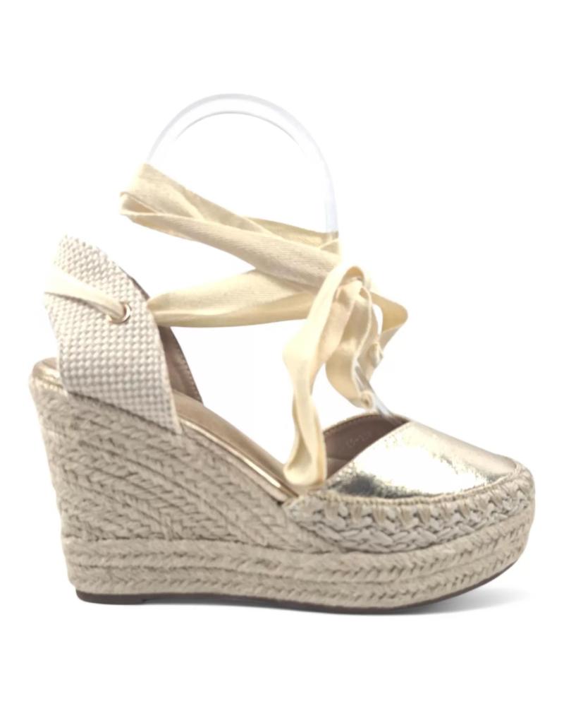 Sandalen für Damen TIMBOS SANDALIA CUNA ESPARTO MUJER ORO 131286 AMARILLO