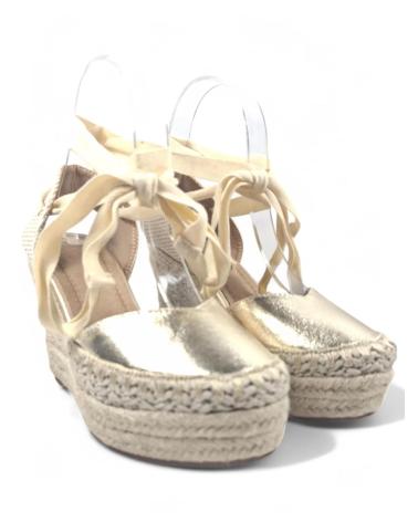 Sandalen für Damen TIMBOS SANDALIA CUNA ESPARTO MUJER ORO 131286 AMARILLO