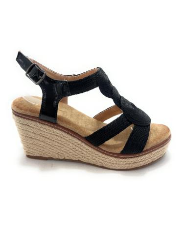 KISS LEISS SANDALIAS CUNA CIRCULOS HEBILLA RELAX NEGRO