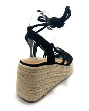 KISS LEISS SANDALIAS MUJER CUERDA PLATAFORMA ATADAS NEGRO