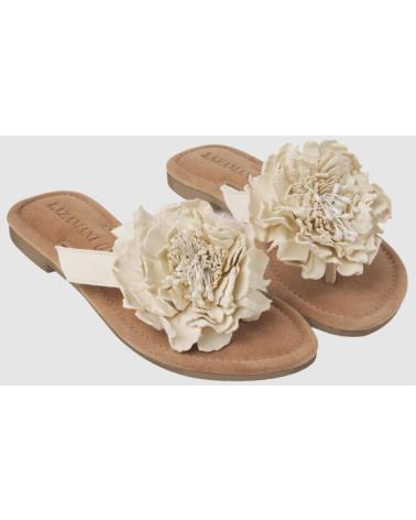LAZAMANI SANDALIAS DE PIEL CON ADORNO DE FLOR OFF WHITE