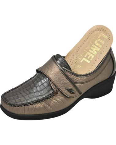 Woman Mocasines LUMEL - MOCASIN APERTURA VELCRO MUY ANCHO PLANTILLA EXTRA  TAUPE-BRONCE