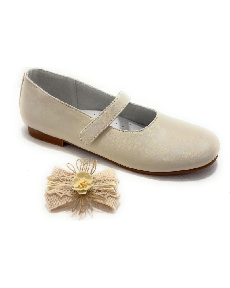 BUBBLE BOBBLE ZAPATOS NINA COMUNION PIEL LAZO BEIGE