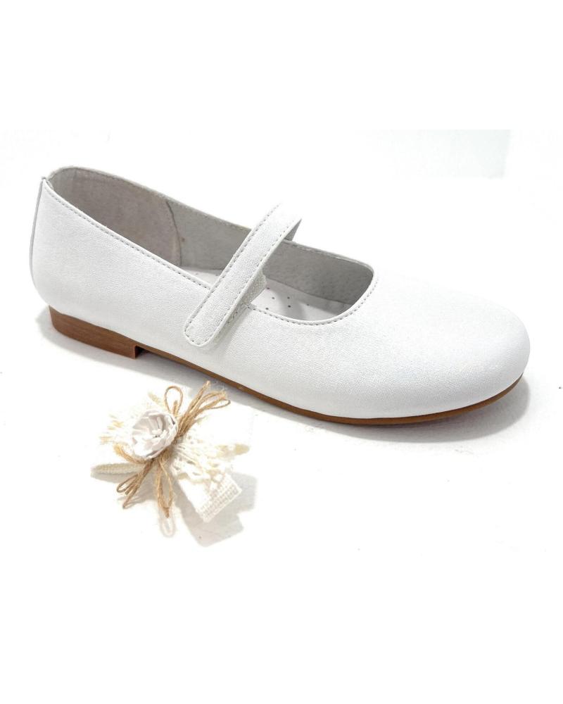 BUBBLE BOBBLE ZAPATOS NINA COMUNION PIEL LAZO BLANCO