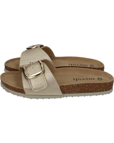 MYSOFT CHANCLAS SOFTGEL CON HEBILLAS PLATINO 25M077-PLATINO SANDALI MORADO