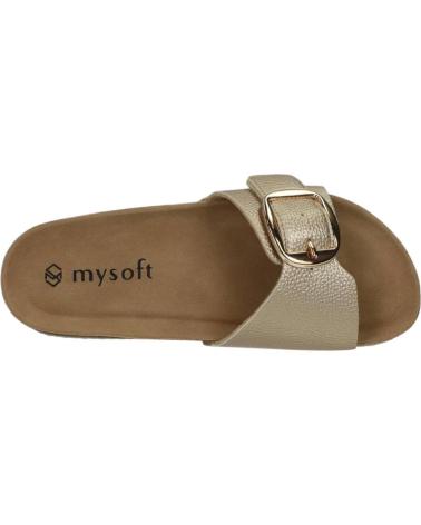 MYSOFT CHANCLAS SOFTGEL CON HEBILLAS PLATINO 25M077-PLATINO SANDALI MORADO