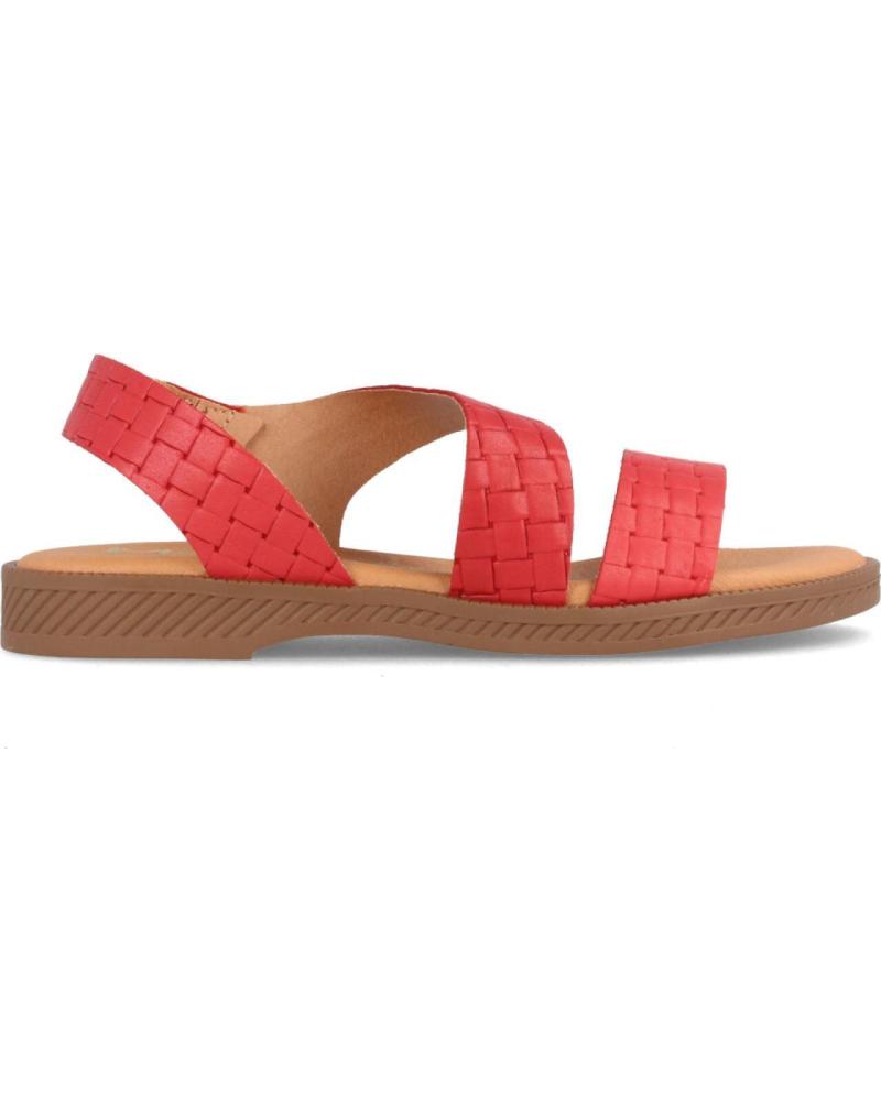 MARILA SANDALIA PLANA PARA MUJER EN PIEL ASH ROJO