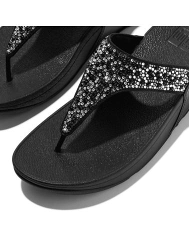 FITFLOP LULU CRYSTAL-MIX TOE POST NEGRA BEIG