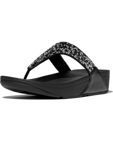 FITFLOP LULU CRYSTAL-MIX TOE POST NEGRA BEIG