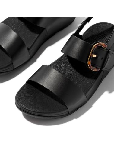 FITFLOP SANDALIA CASUAL DE PIEL CON CUNA DE GOMA NEGRO
