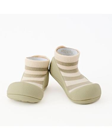 ATTIPAS STRIPE OLIVE STR040 - SAPATOS ERGONÔMICOS PRIMEIROS PASSOS A RAYAS