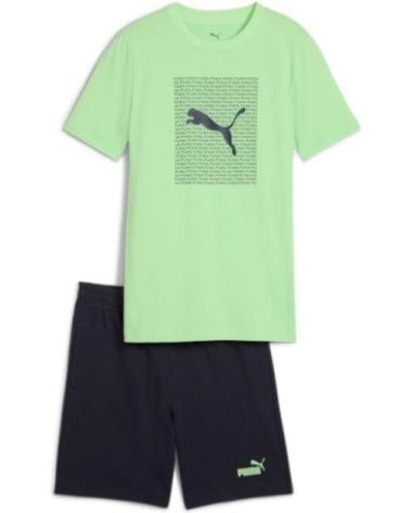 PUMA MODELO ESS LOGO LAB TEE AND SHORT VERDE