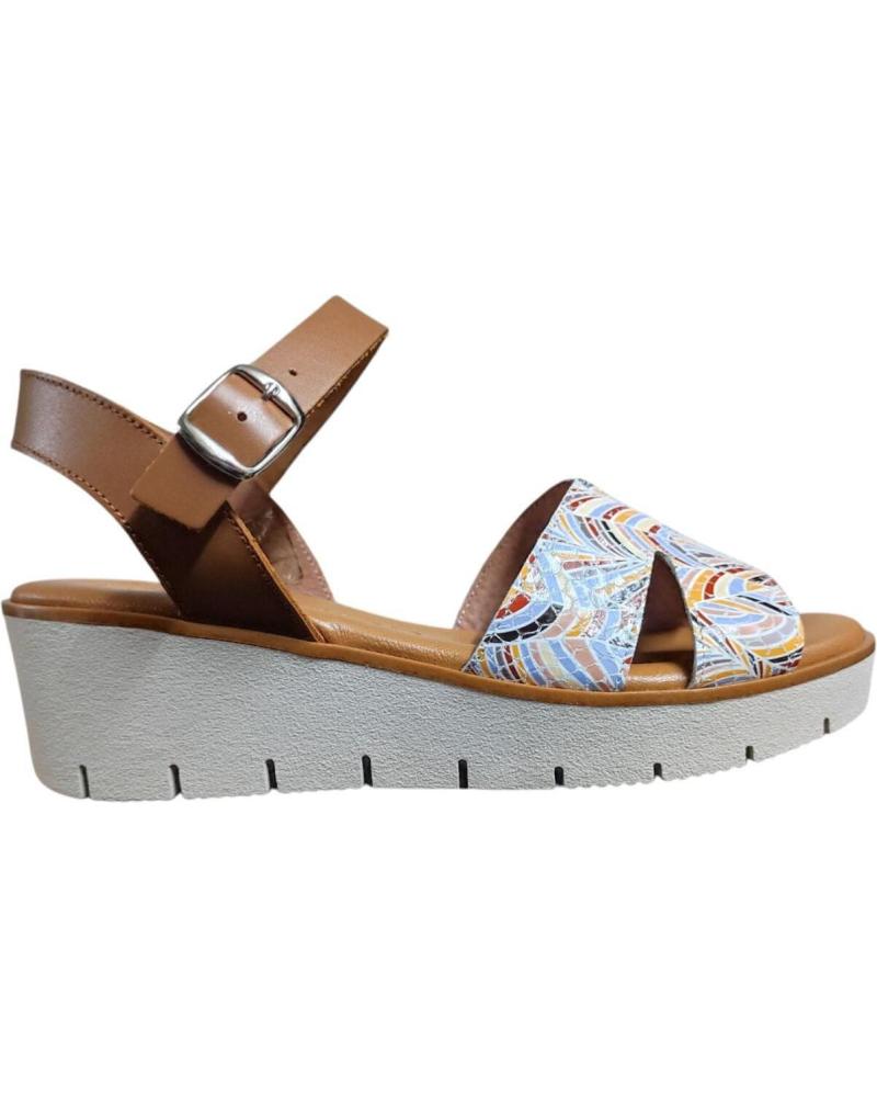 MAWEN SANDALIA CON CUNA MEDIA DE PIEL NATURAL Y HEBILLA AJUSTABLE MARRóN