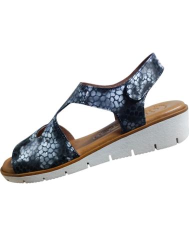 MAWEN SANDALIA EN PIEL NATURAL CON CUNA BAJA Y PLANTA DE GEL AZUL