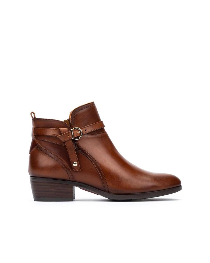 BOTINS PIKOLINOS DAROCA W1U-8901C1 EM COURO COR CONHAQUE COM DETALHES TRANÇADOS MARRóN