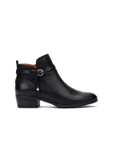 BOTINS PIKOLINOS DAROCA W1U-8901C1 EM COURO PRETO COM FIVELA METÁLICA NEGRO