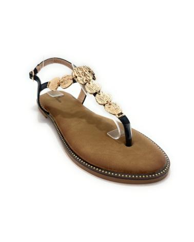 CHIC VISION SANDALIAS ROMANAS DEDO ETNICAS MONEDAS P NEGRO