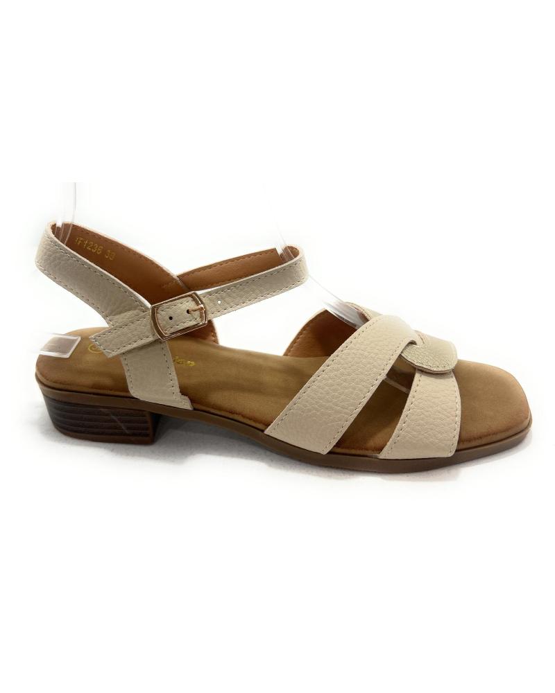 CHIC VISION SANDALIAS ENLAZADA TACON BAJO HEBILLA CO BEIGE