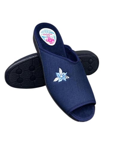 CALZADOMANIA ZAPATILLA FLOR BORDADA MARINO