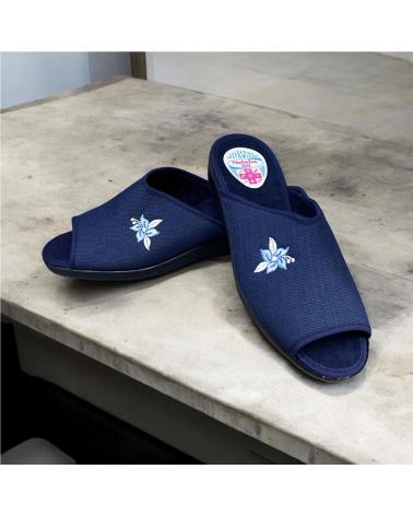 CALZADOMANIA ZAPATILLA FLOR BORDADA MARINO