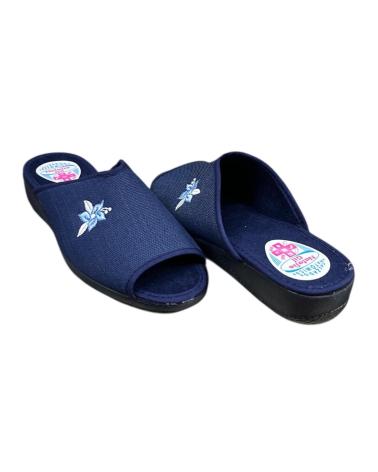 CALZADOMANIA ZAPATILLA FLOR BORDADA MARINO
