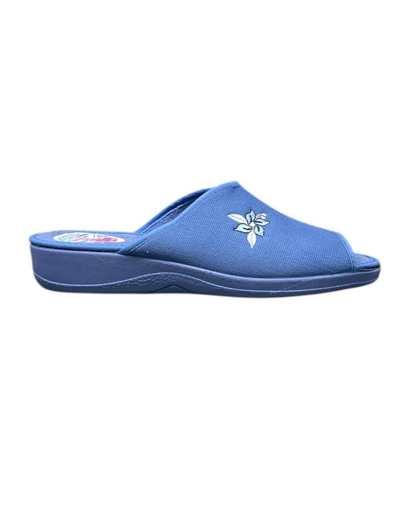 CALZADOMANIA ZAPATILLA FLOR BORDADA AZUL