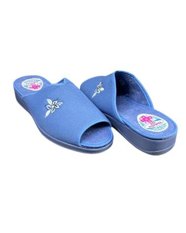 CALZADOMANIA ZAPATILLA FLOR BORDADA AZUL