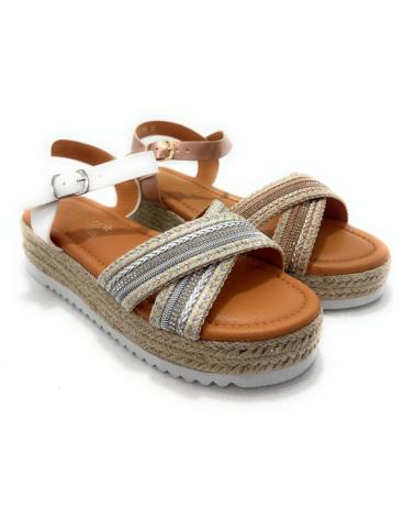 BUBBLE BOBBLE SANDALIAS NINA PISO CUERDA CRUZADAS HEBI BLANCO