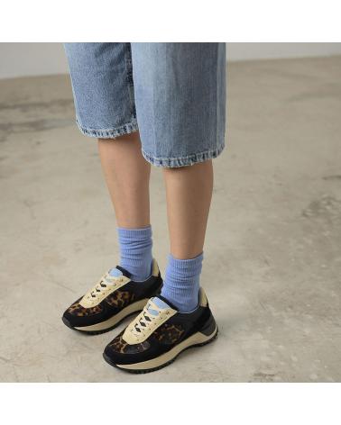 GIOSEPPO POTTER 73953: BLACK LEOPARD PRINT SNEAKERS NEGRO