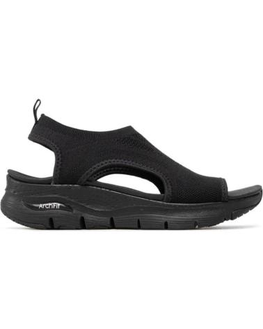 SKECHERS SANDALIAS PLANAS MUJER 119236 - NEGRO