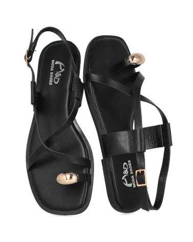L&R SHOES LR SHOES FZL-0039 SANDALIAS PLANAS CON NEGRO