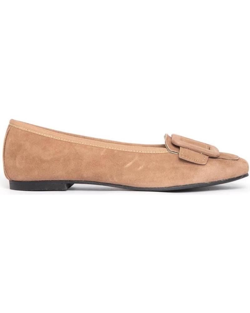 MENINA STEP WOMENS ANA BIG BUCKLE SUEDE SANDALS CAMEL