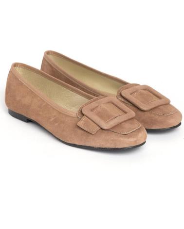 MENINA STEP WOMENS ANA BIG BUCKLE SUEDE SANDALS CAMEL