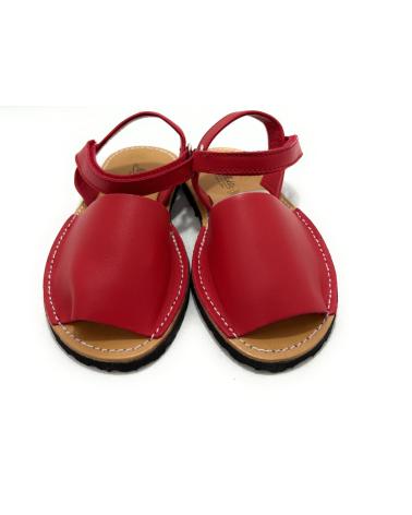 MINORQUINES CHIC VISION EN CUIR ROUGES POUR FILLE ROJO