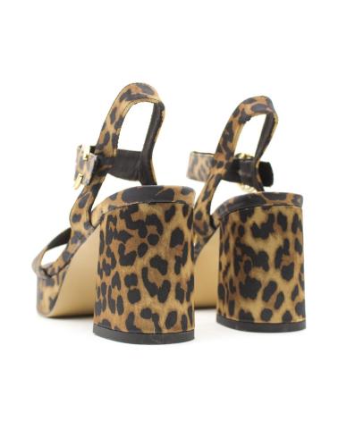 KESLEM M5360B LEOPARD PLATFORM BLOCK HEEL SANDALS LEOPARDO
