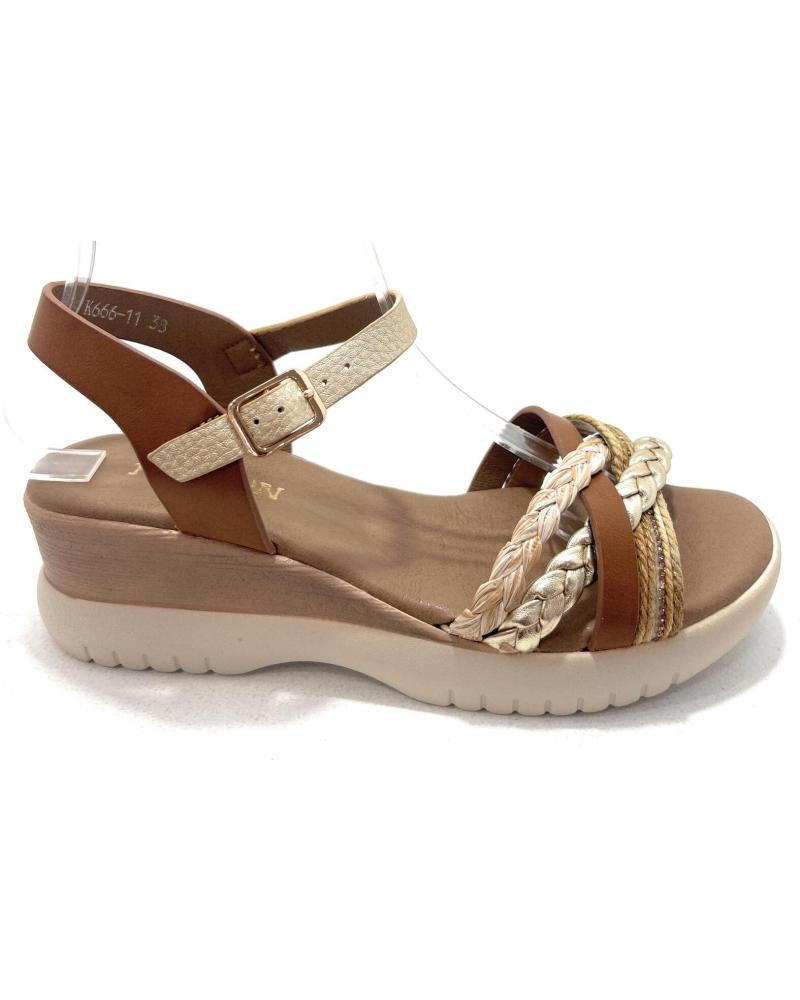 CHIC VISION SANDALES COMPENSÉES MARRON À BRIDES TRESSÉES CONFORT MARRóN